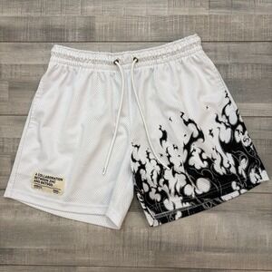 BKTSQD ZHC Shorts Size AXL Black Flame Graphic Mesh Athletic Gym Basketball